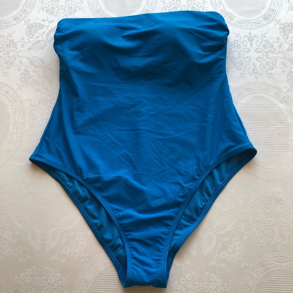 Shade & Shore High-Leg Cheeky Royal Blue One Piece Swimsuit Women’s Size L 12-14 - Picture 5 of 16